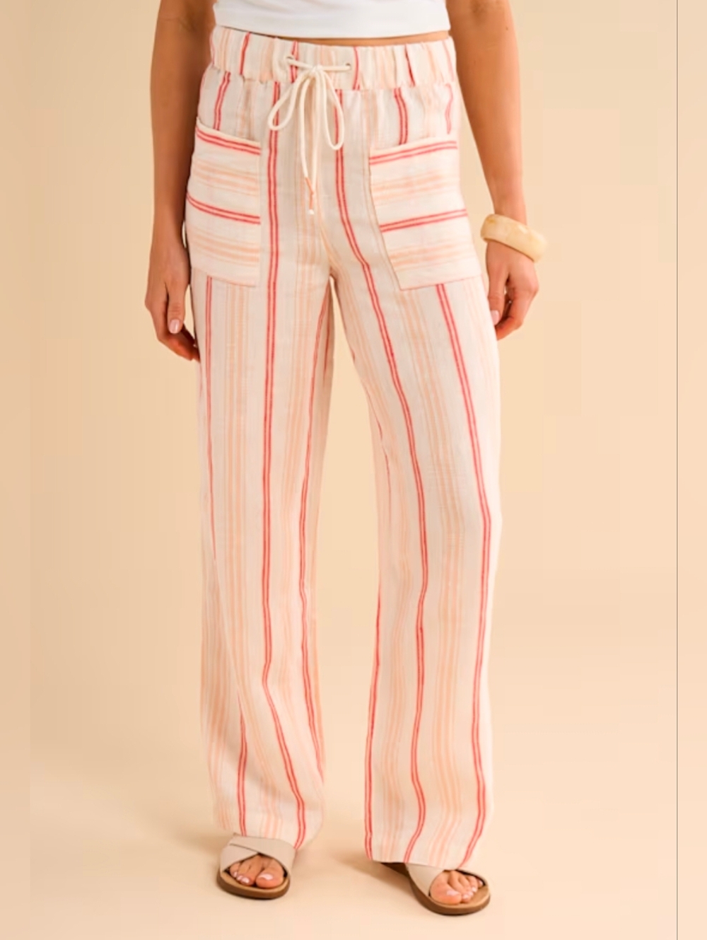 Natural Reflections Stripe Wide-Leg Pants Size Medium